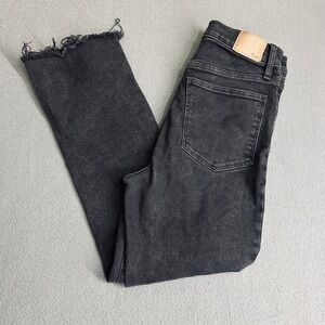 Madewell Cali Demi-Boot Jeans Womens 29 Black Raw Hem High Rise Denim Pants